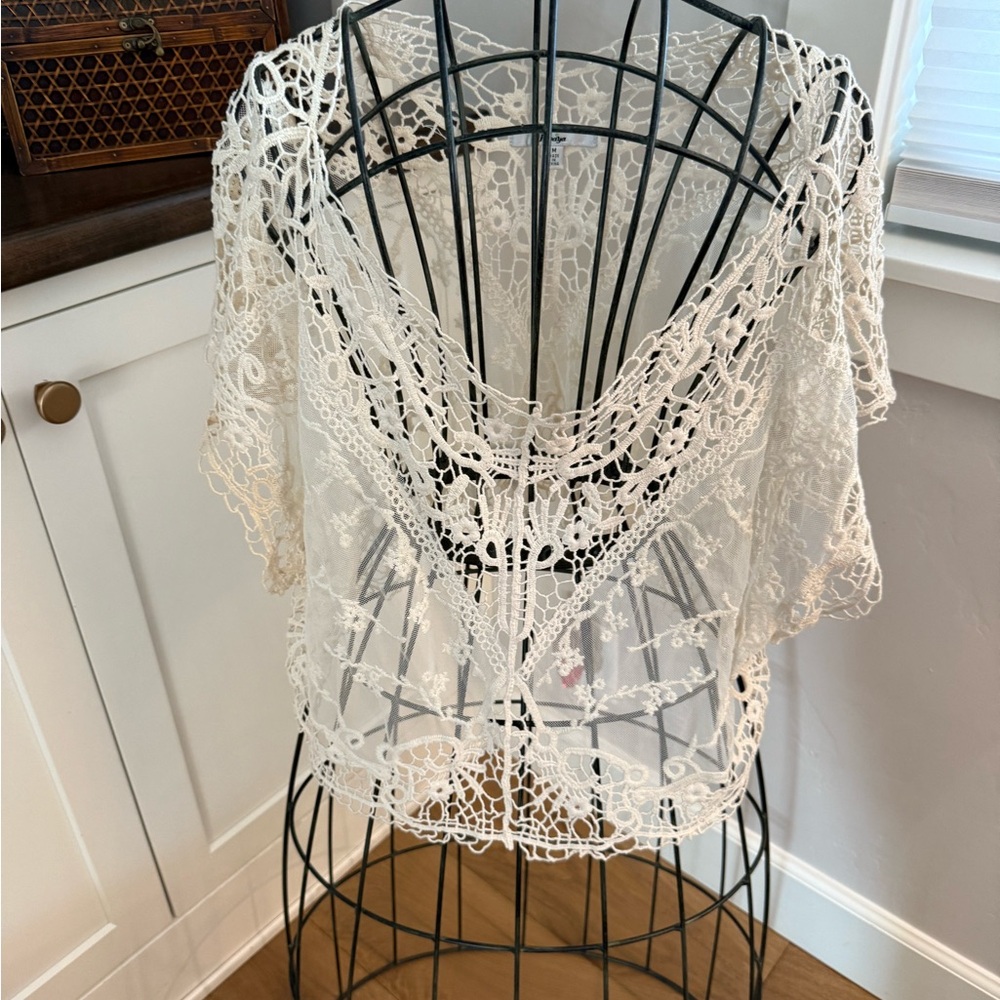 Papaya Cream Lace Blouse